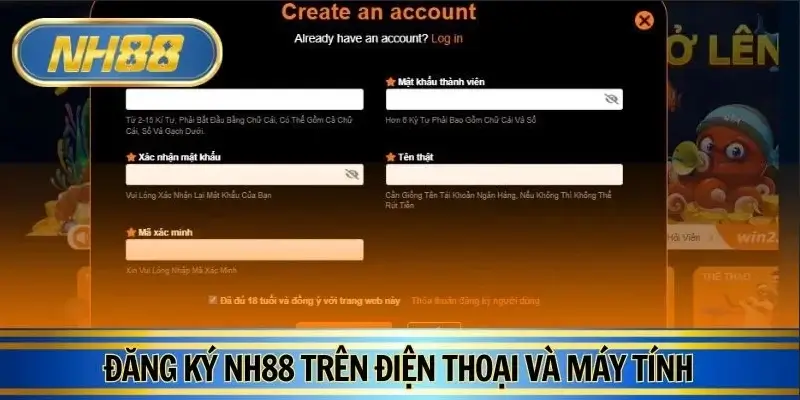 Hướng dẫn thực hiện đăng ký NH88 cực chuẩn