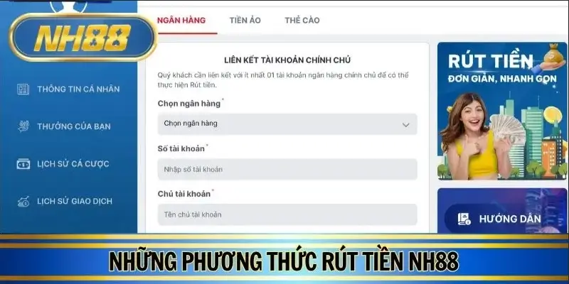 Thực hiện rút tiền NH88 linh hoạt